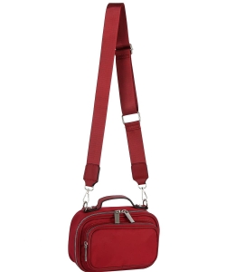 Double Zipper Polyester Crossbody Bag GLMA-0108 RED